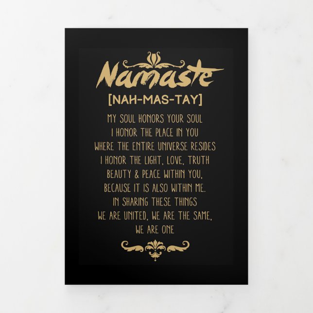 Tarjeta Festiva Tríptica Inspirando el budismo en la definición de "Namaste (Foto de portada)
