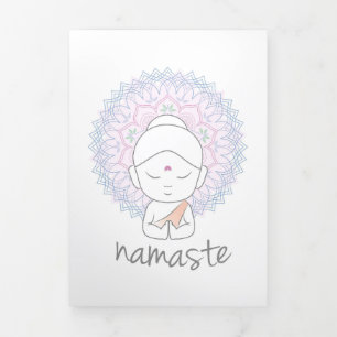 Tarjeta Festiva Tríptica Lindo Buda diciendo Namaste