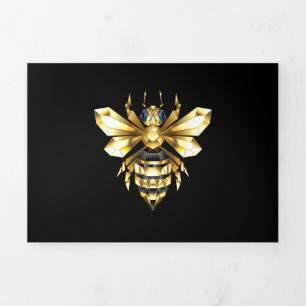 Tarjeta Festiva Tríptica Logotipo de Relieve metalizado dorado falso poligo