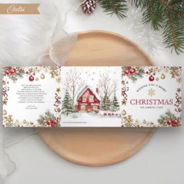 Tarjeta Festiva Tríptica Magical Festividad Winter Village 4 Navidades de f