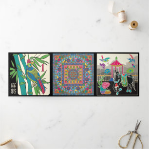 Tarjeta Festiva Tríptica Mah Jongg Tiles Trifold Card