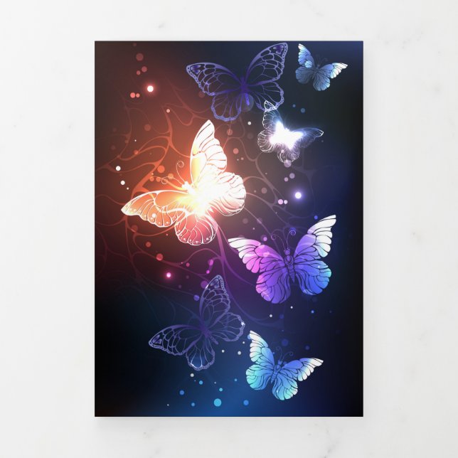 Tarjeta Festiva Tríptica Mariposas nocturnas brillantes (Foto de portada)