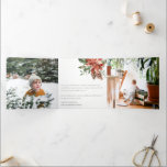 Tarjeta Festiva Tríptica Merry Christmas Poinsettia Pine 3 Photo Watercolor<br><div class="desc">Si necesitas más personalización,  por favor,  no dudes en enviarme un mensaje a yellowfebstudio@gmail.com.</div>
