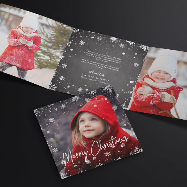 Tarjeta Festiva Tríptica Merry Magic | Fotografía múltiple Rustic Snowflake (Subido por el creador)