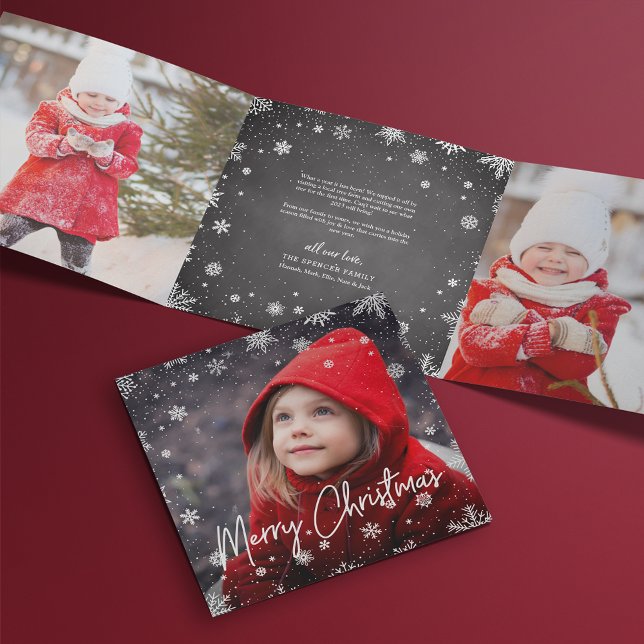 Tarjeta Festiva Tríptica Merry Magic | Fotografía múltiple Rustic Snowflake (Subido por el creador)