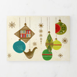 Tarjeta Festiva Tríptica Mid-Century Christmas Retro-Glam