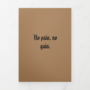 Tarjeta Festiva Tríptica Motivación de GIMNASIO Texto personalizado y marró