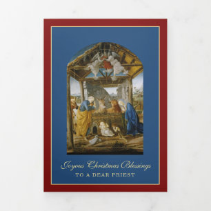 Tarjeta Festiva Tríptica Navidad religiosa Jesús Virgen María San José