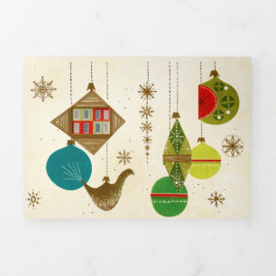 Tarjeta Festiva Tríptica Navidad Retro-Glam de Mitad de Siglo