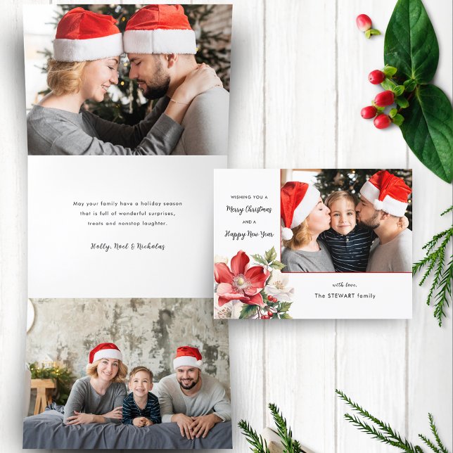 Tarjeta Festiva Tríptica Navidades de acuarela clásicos Foto de Floral (Subido por el creador)