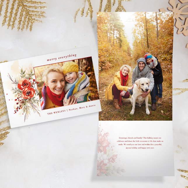 Tarjeta Festiva Tríptica Navidades de acuarela de Moda moderna Foto botánic (Subido por el creador)