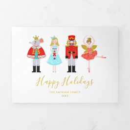 Tarjeta Festiva Tríptica Navidades de acuarela Fotografía de nutcracker