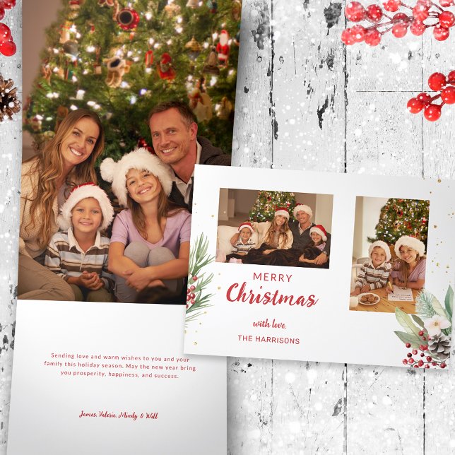 Tarjeta Festiva Tríptica Navidades de acuarela moderna Botánica de dos foto (Subido por el creador)