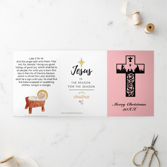 Tarjeta Festiva Tríptica Navidades de la Iglesia de la Cruz Rosa de la Nati (Exterior)