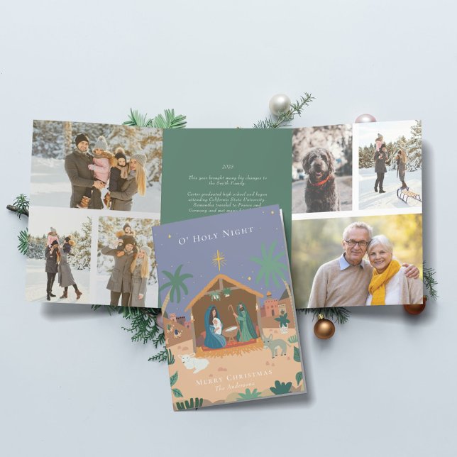 Tarjeta Festiva Tríptica Navidades de O' Holy Night Nativity Scene (Subido por el creador)