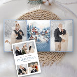 Tarjeta Festiva Tríptica Navidades del Collage de fotos Watercolor Winter V<br><div class="desc">Elegante carta de Navidades con hermosas cabañas y pinos. Simplemente agrega tu texto en esta plantilla fácil de usar y adorna esta tarjeta con tus fotos favoritas para convertirla en una tarjeta de vacaciones única.</div>