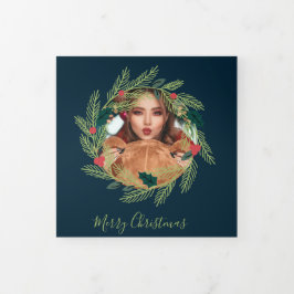 Tarjeta Festiva Tríptica Navidades escribieron fotos a Navidades personaliz