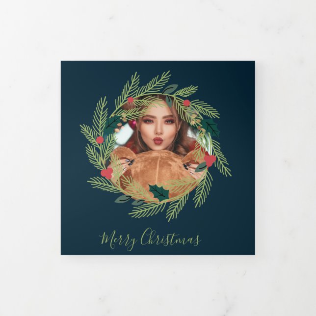 Tarjeta Festiva Tríptica Navidades escribieron fotos a Navidades personaliz (Foto de portada)