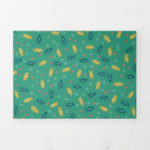 Navidades Holly Leaves & Berries con Snowflakes