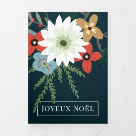 Tarjeta Festiva Tríptica Navidades Joyeux Noël Elegant