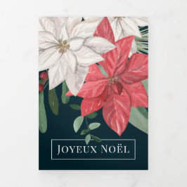 Tarjeta Festiva Tríptica Navidades Joyeux Noël Elegant