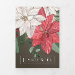 Tarjeta Festiva Tríptica Navidades Joyeux Noël Elegant