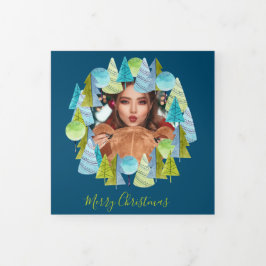 Tarjeta Festiva Tríptica Navidades personalizados de foto de árbol de Navid