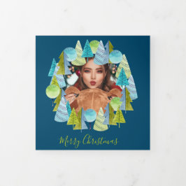 Tarjeta Festiva Tríptica Navidades personalizados de foto de árbol de Navid