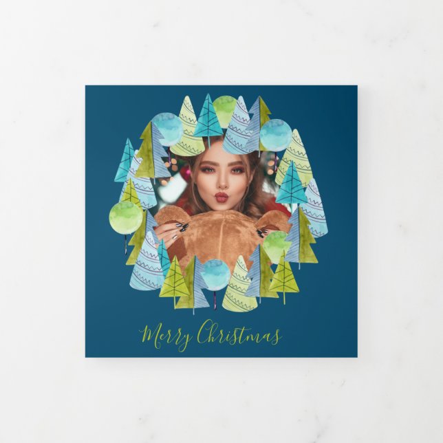 Tarjeta Festiva Tríptica Navidades personalizados de foto de árbol de Navid (Foto de portada)