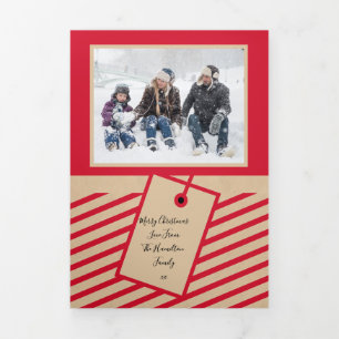 Tarjeta Festiva Tríptica Navidades personalizados de foto de papel de artes