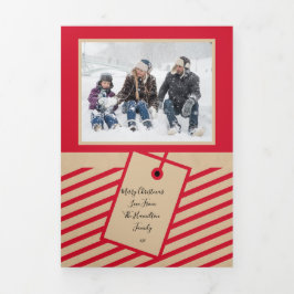 Tarjeta Festiva Tríptica Navidades personalizados de foto de papel de artes