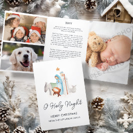 Tarjeta Festiva Tríptica Navidades religiosos de la Natividad Blanca