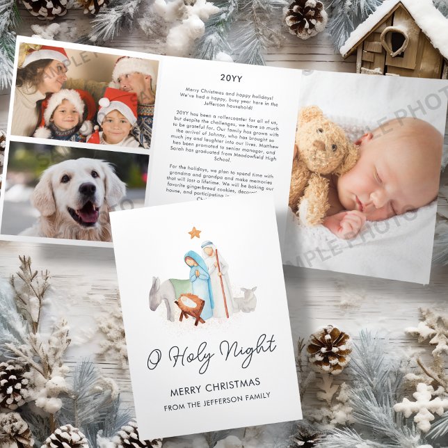 Tarjeta Festiva Tríptica Navidades religiosos de la Natividad Blanca (Subido por el creador)