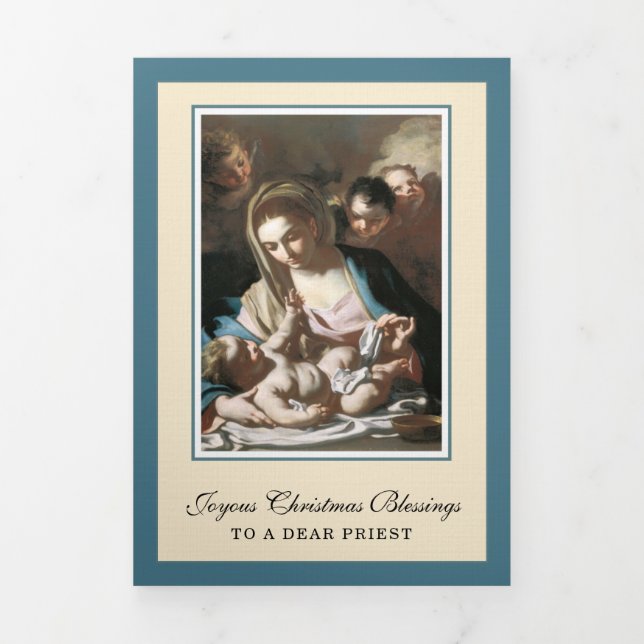 Tarjeta Festiva Tríptica Navidades religiosos Jesús Virgen María Poema (Foto de portada)