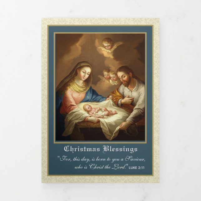 Tarjeta Festiva Tríptica Navidades religiosos Jesús Virgen María Poema Tri- (Foto de portada)