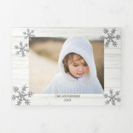 Tarjeta Festiva Tríptica Navidades rusos de copo de nieve de plata 5 foto