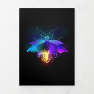 Tarjeta Festiva Tríptica Neon Firefly en negro