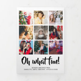 Tarjeta Festiva Tríptica Oh, qué foto divertida Navidades personalizados