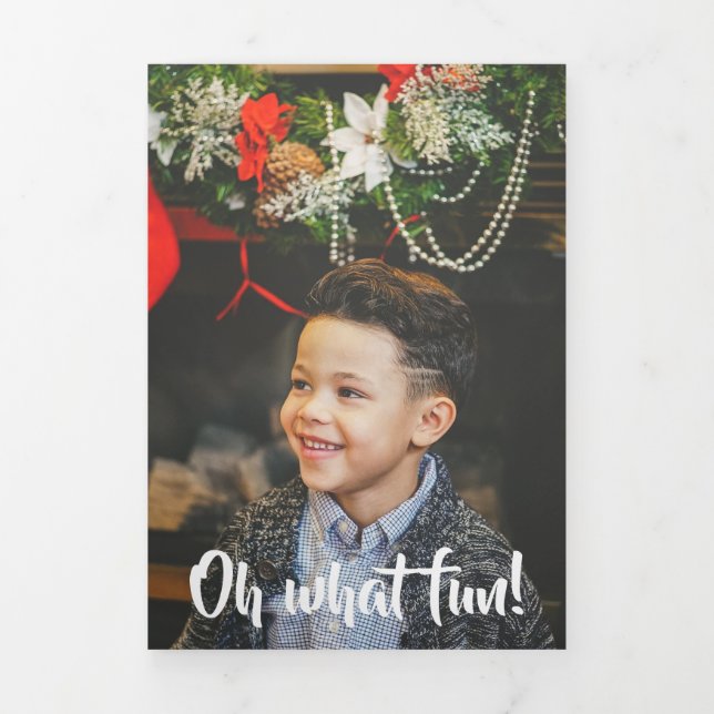 Tarjeta Festiva Tríptica Oh, qué foto divertida Navidades personalizados (Foto de portada)