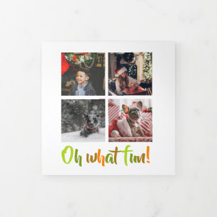 Tarjeta Festiva Tríptica Oh, qué foto divertida Navidades personalizados