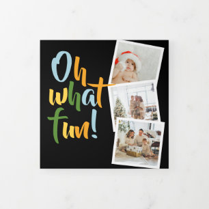 Tarjeta Festiva Tríptica Oh, qué foto divertida Navidades personalizados