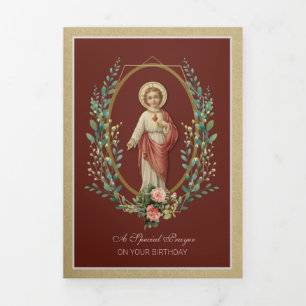 Tarjeta Festiva Tríptica Oración de Jesús por el Día de los Alumnos Religio
