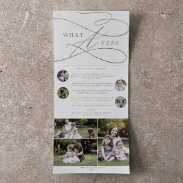 Tarjeta Festiva Tríptica Oro romántico qué año Navidad multifoto