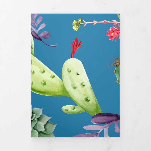 Tarjeta Festiva Tríptica Patrón Cactus 5 (Foto de portada)