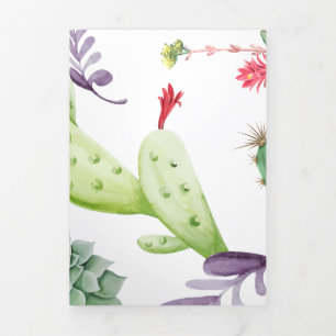 Tarjeta Festiva Tríptica Patrón de cactus