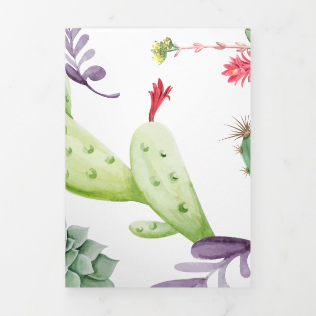 Tarjeta Festiva Tríptica Patrón de cactus (Foto de portada)