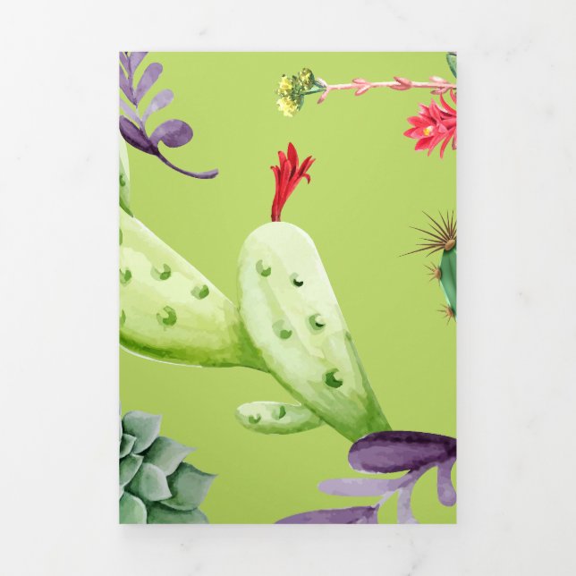 Tarjeta Festiva Tríptica Patrón de cactus 6 (Foto de portada)