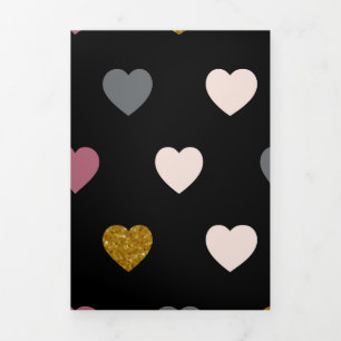 Tarjeta Festiva Tríptica Patrón de Corazones 30