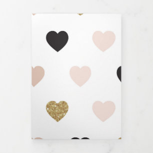 Tarjeta Festiva Tríptica Patrón de Corazones 31