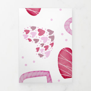 Tarjeta Festiva Tríptica Patrón de Corazones 36